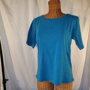 Chico's Women's  Short Sleeve  Scoop Neck Top Blue Size 2